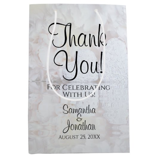 Witte Reflecties Bruiloft Dank u Gift Bag Medium Cadeauzakje (Voorkant)