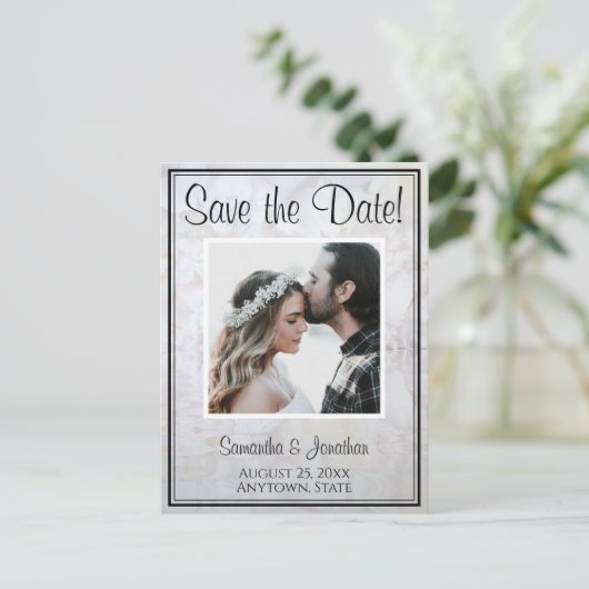 Witte Reflecties Weddenschap Save the Date Briefka Briefkaart (Staand voorkant)