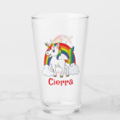 Witte & Regenboog Eenhoorn Gepersonaliseerde Naam Glas (Achterkant)