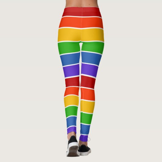 Witte regenboog gestript leggings (Achterkant)