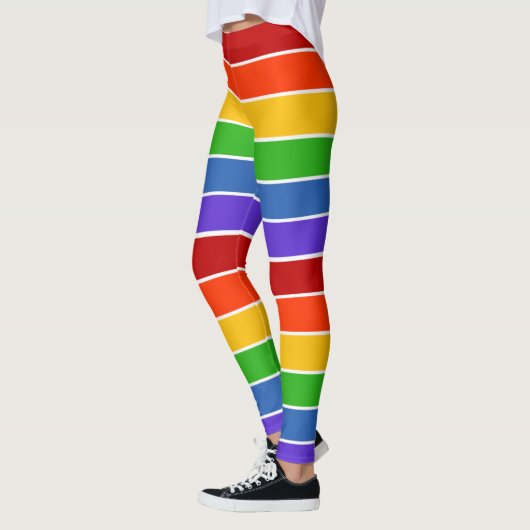 Witte regenboog gestript leggings (Links)