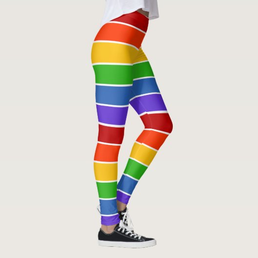 Witte regenboog gestript leggings (Rechts)