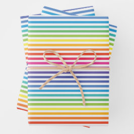 Witte regenboog horizontale strepen inpakpapier vel