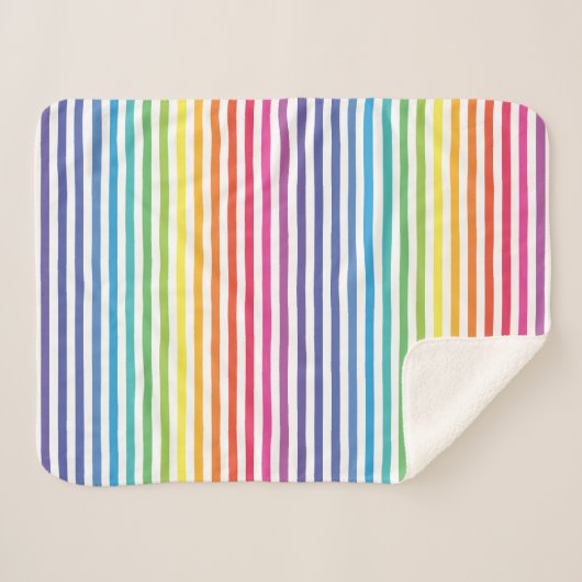 Witte regenboog horizontale strepen sherpa deken (Voorkant (horizontaal))
