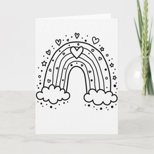 Witte Regenboog Liefdes Hartjes Kaart (Voorkant)