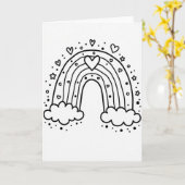 Witte Regenboog Liefdes Hartjes Kaart (Gele Bloem)