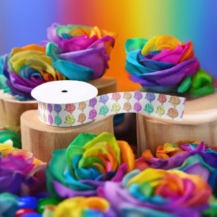 Witte Regenboog Rozen 1,5 inch Satijnen Lint