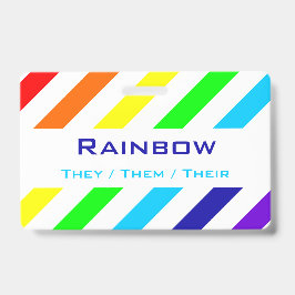 Witte Regenboog Strepen Naam / Voornaamspeld Badge