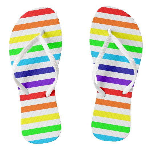 Witte Regenboog Stripes Teenslippers (Voetbed)