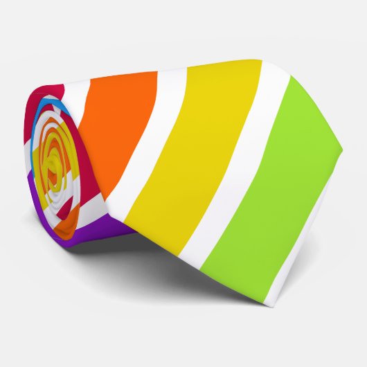 Witte regenboogdiagonaal streep stropdas (Opgerold)