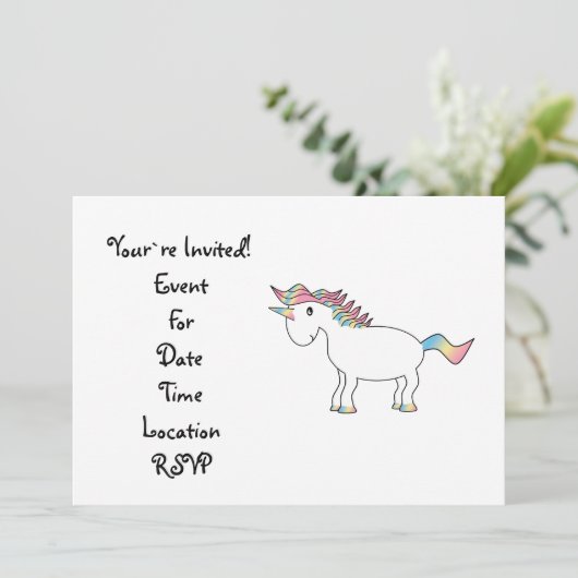 Witte regenboogeenhoorn kaart (Staand voorkant)