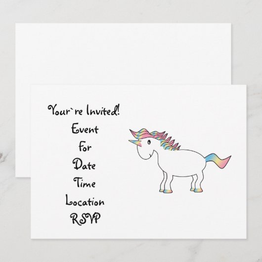 Witte regenboogeenhoorn kaart (Voorkant / Achterkant)