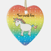 Witte regenboogeenhoorn op regenboogharten keramisch ornament (Rechts)