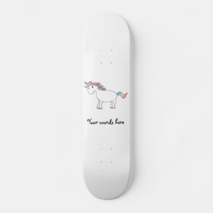 Witte regenboogeenhoorn persoonlijk skateboard
