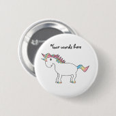 Witte regenboogeenhoorn ronde button 5,7 cm (Voorkant /achterkant)