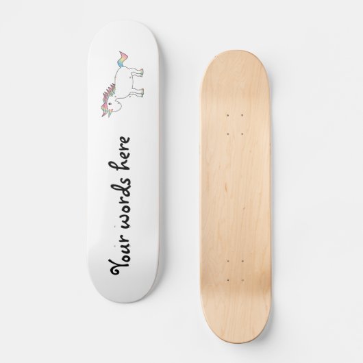 Witte regenboogeenhoorn skateboard (Voorkant)
