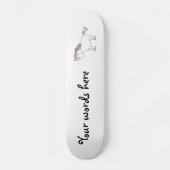 Witte regenboogeenhoorn skateboard (Voorkant)