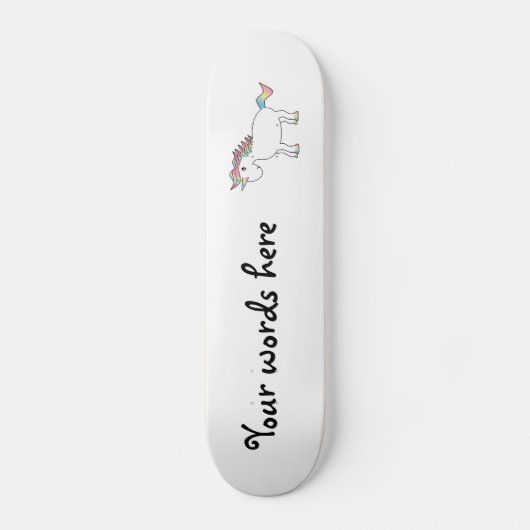 Witte regenboogeenhoorn skateboard (Voorkant)