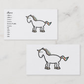 Witte regenboogeenhoorn visitekaartje (Voorkant / Achterkant)