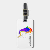 Witte regenbooghaareenhoorn bagagelabel (Voorkant verticaal)