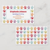 Witte regenboogkleurige verfdrukken Hond Wandelend Visitekaartje (Voorkant / Achterkant)