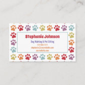 Witte regenboogkleurige verfdrukken Hond Wandelend Visitekaartje (Voorkant)