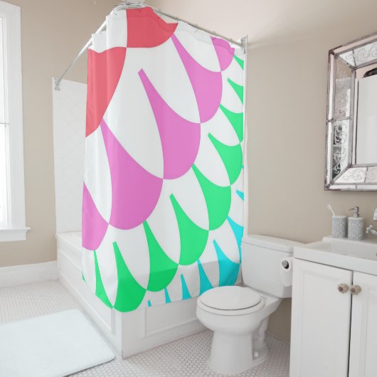 Witte regenboogschalen douchegordijn (In situ)