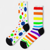 Witte regenboogspots/Stripes Crew Socks Sokken (Links)