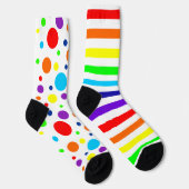 Witte regenboogspots/Stripes Crew Socks Sokken (Rechts)
