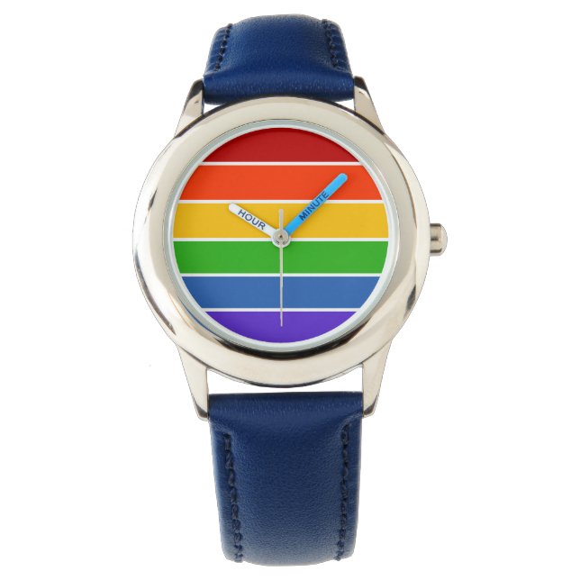 Witte regenboogstreep horloge (Voorkant)