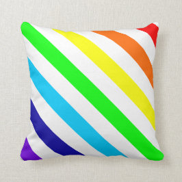 Witte regenboogstrips kussen