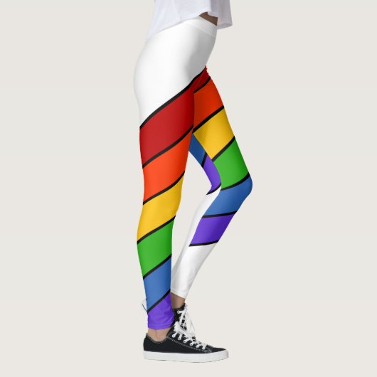 Witte regenboogstrips leggings (Rechts)