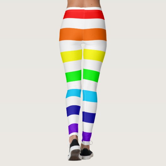 Witte regenboogstrips Leggings (Achterkant)