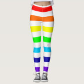 Witte regenboogstrips Leggings (Voorkant)