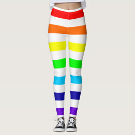 Witte regenboogstrips Leggings