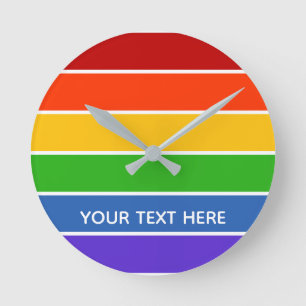Witte regenboogstrips ronde klok