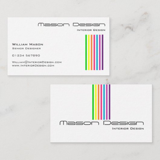 Witte regenboogstrips Visitekaartje (Voorkant / Achterkant)