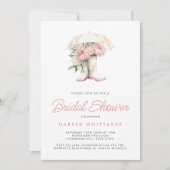 Witte regenlaarzen & roze pioenrozen Vrijgezellenf Kaart (Voorkant)