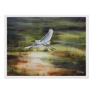 Witte Reiger Aquarel  Perfect Poster