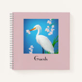 Witte reiger met Sakura-kersenbloesembomen Gast Notitieboek (Voorkant)