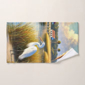 Witte Reiger Moeras en Vuurtoren Bad Handdoek Set (Handdoek)