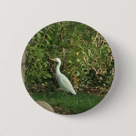 Witte reiger ronde button 5,7 cm (Voorkant)