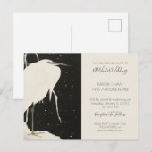 Witte Reiger Winter Sneeuw Bruiloft Uitnodiging Briefkaart (Voorkant / Achterkant)