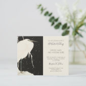 Witte Reiger Winter Sneeuw Bruiloft Uitnodiging Briefkaart (Staand voorkant)