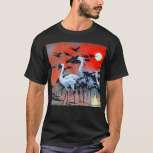 Witte reigers bij zonsondergang t-shirt