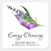 Witte reinigingsintentie kaars vierkante labels (Voorkant)