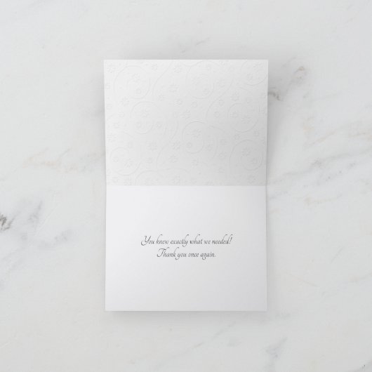 Witte Reliëf Trouwdag Bedankkaart (Binnen)