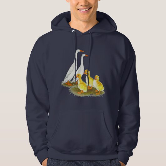 Witte Ren-eend Familie Hoodie (Voorkant)