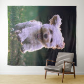 Witte ren Poodle Aardige Hond Wandkleed (In Situ (horizontaal))