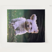 Witte ren Poodle Aardige Hond Wandkleed (Voorkant (horizontaal))